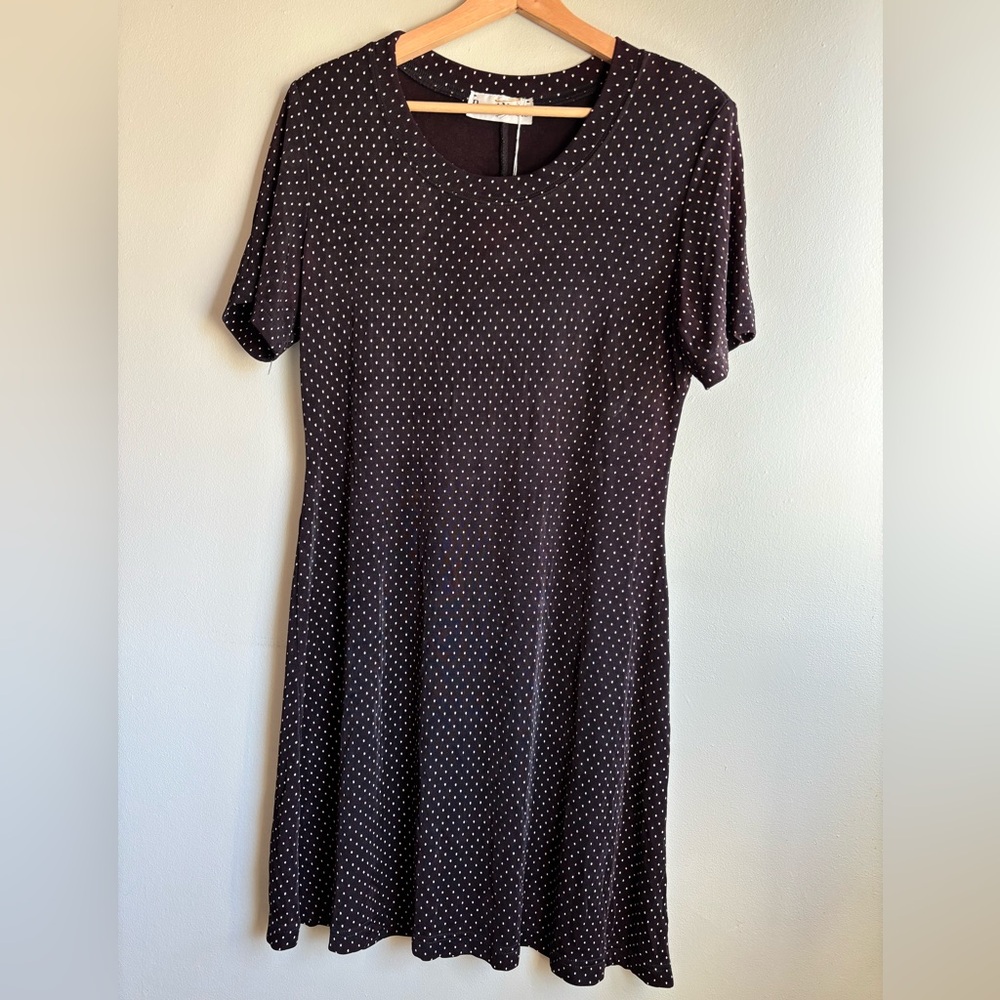 Ronni Nicole Black Mini Dress with White Polka Dots - Short Sleeve